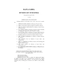 Rajya Sabha —— Revised List of Business