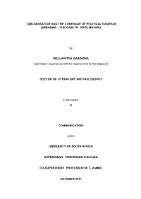 Tabloidisation and the Coverage of Political Issues in Zimbabwe – the Case of Joice Mujuru