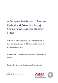 A Comparative Research Study on Radical and Extremist (Hate) Speakers in European Member States