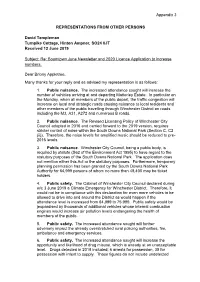 Appendix 3 REPRESENTATIONS from OTHER PERSONS David