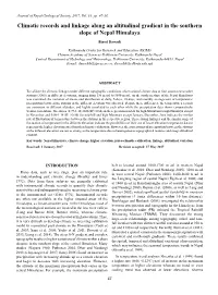Climatic Records and Linkage Along an Altitudinal Gradient in the Southern