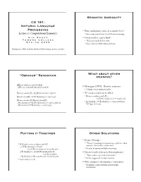 CS 181: Natural Language Processing Semantic Ambiguity
