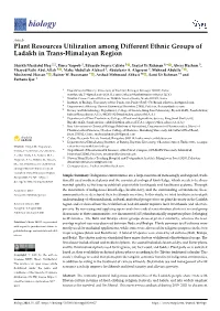 Plant Resources Utilization Among Different Ethnic Groups of Ladakh in Trans-Himalayan Region