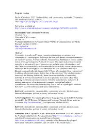 Preprint Version Fuchs, Christian. 2017. Sustainability And