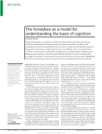 The Honeybee As a Model for Understanding the Basis of Cognition