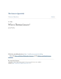 Who Is Thomas Linacre? James F