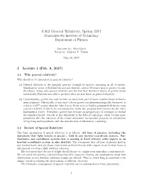 8.962 General Relativity, Spring 2017 Massachusetts Institute of Technology Department of Physics