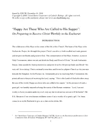 “Happy Are Those Who Are Called to His Supper”: on Preparing to Receive Christ Worthily in the Eucharist