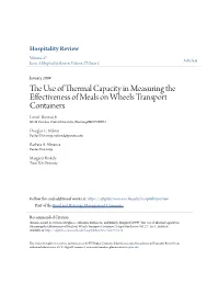 The Use of Thermal Capacity in Measuring the Effectiveness Of