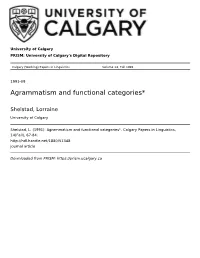 Agrammatism and Functional Categories*
