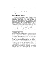 Identifiable Neuro Ethics Challenges to the Banking of Neuro Data