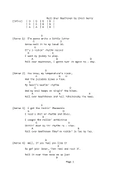 Roll Over Beethoven by Chuck Berry [Intro] | D | D | D | D | | G | G | D | D | | a | a | D | D |