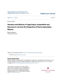 Semiotics and Methods of Legal Inquiry: Interpretation and Discovery in Law from the Perspective of Peirce's Speculative Rhetoric