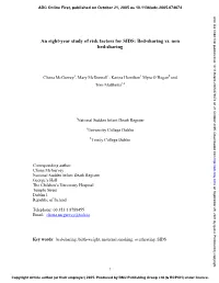 An Eight-Year Study of Risk Factors for SIDS: Bed-Sharing Vs