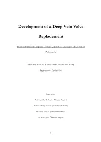 Development of a Deep Vein Valve Replacement