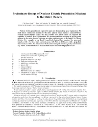 Preliminary Design of Nuclear Electric Propulsion Missions to the Outer Planets