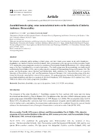 Zoanthid Housekeeping: Some Nomenclatural Notes on the Zoantharia (Cnidaria: Anthozoa: Hexacorallia)
