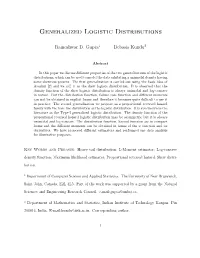 Generalized Logistic Distributions