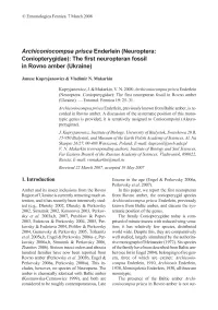 Neuroptera: Coniopterygidae): the First Neuropteran Fossil in Rovno Amber (Ukraine)