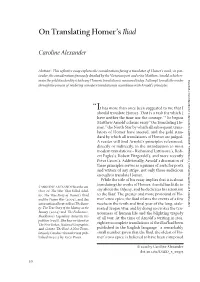 On Translating Homer's Iliad