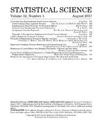 STATISTICAL SCIENCE Volume 32, Number 3 August 2017