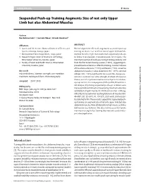 Suspended Push-Up Training Augments Size of Not Only Upper Limb but Also Abdominal Muscles
