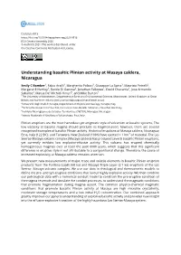 Understanding Basaltic Plinian Activity at Masaya Caldera, Nicaragua