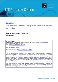 Whiteness, Class and Place in Two London Suburbs