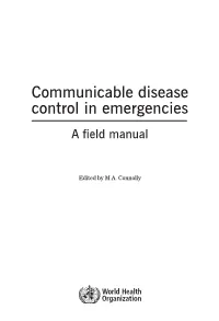 Communicable Disease Control in Emergencies: a Field Manual Edited by M
