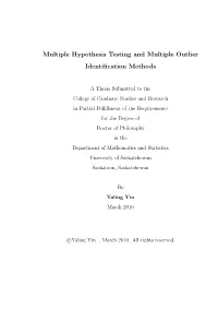 Multiple Hypothesis Testing and Multiple Outlier Identification Methods