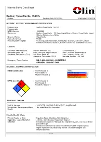 Sodium Hypochlorite, 10-20% Version 7 Revision Date 02/20/2014 Print Date 02/20/2014
