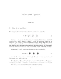 Vector Calculus Operators