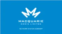 1 Network Station Summary