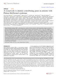 A Framework to Identify Contributing Genes in Patients with Phelan-Mcdermid Syndrome