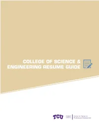 College of Science & Engineering Resume Guide