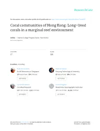 Coral Communities of Hong Kong: Long-Lived Corals in a Marginal Reef Environment