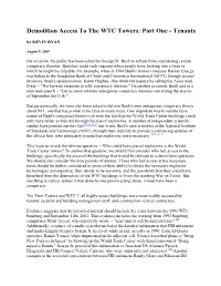 Demolition Access to the WTC Towers: Part One - Tenants by KEVIN RYAN