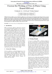 Friction Stir Welding of Two Al Plates Using Heated HSS Tool