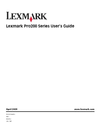 Lexmark Pro200 Series User's Guide