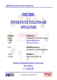 ORBCOMM - System Status, Evolution and Applications 1