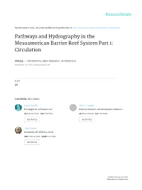 Pathways and Hydrography in the Mesoamerican Barrier Reef System Part 1: Circulation