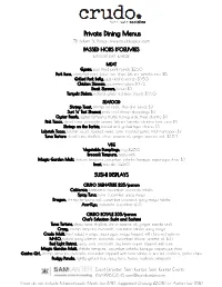 Private Dining Menus