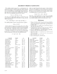 Solubility Product Constants