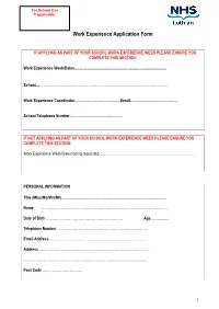 Work Experience Application Form