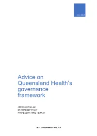 Advice on Queensland Health's Governance Framework