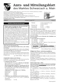 Amts- Und Mitteilungsblatt Des Marktes Schwarzach A