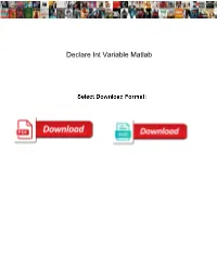 Declare Int Variable Matlab