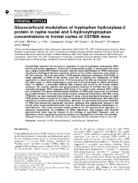 Glucocorticoid Modulation of Tryptophan Hydroxylase-2 Protein In