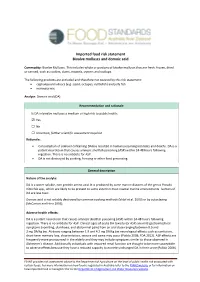 Imported Food Risk Statement Bivalve Molluscs and Domoic Acid