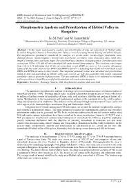 Morphometric Analysis and Prioritization of Hebbal Valley in Bangalore
